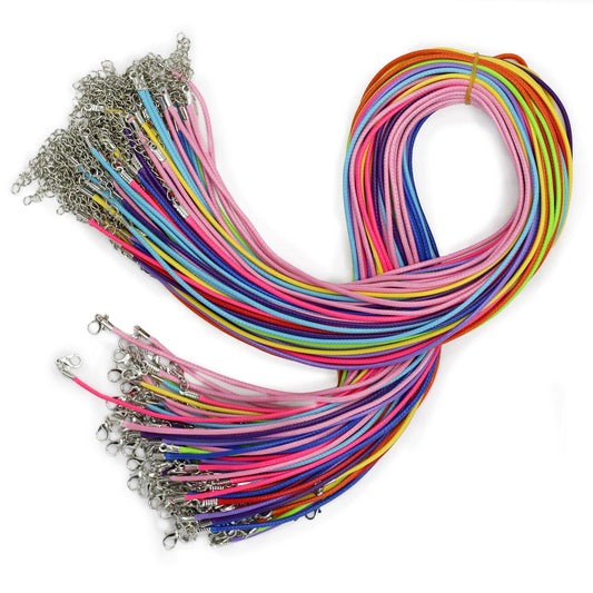 Packs Waxed Pendant Cords - 2mm x 55cm - Assorted - Assorted (10 colours)
