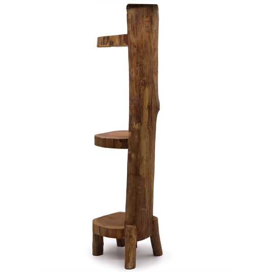 Natural Teak Log Shelve Display 3 Shelves 100cm high