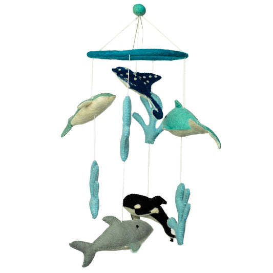 Mobile en feutre fait main animaux de la mer – Décoration pour chambre de bébé par Terre d'Artisanat