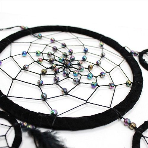 Bali Dreamcatcher - Large Round - Black/White/Red
