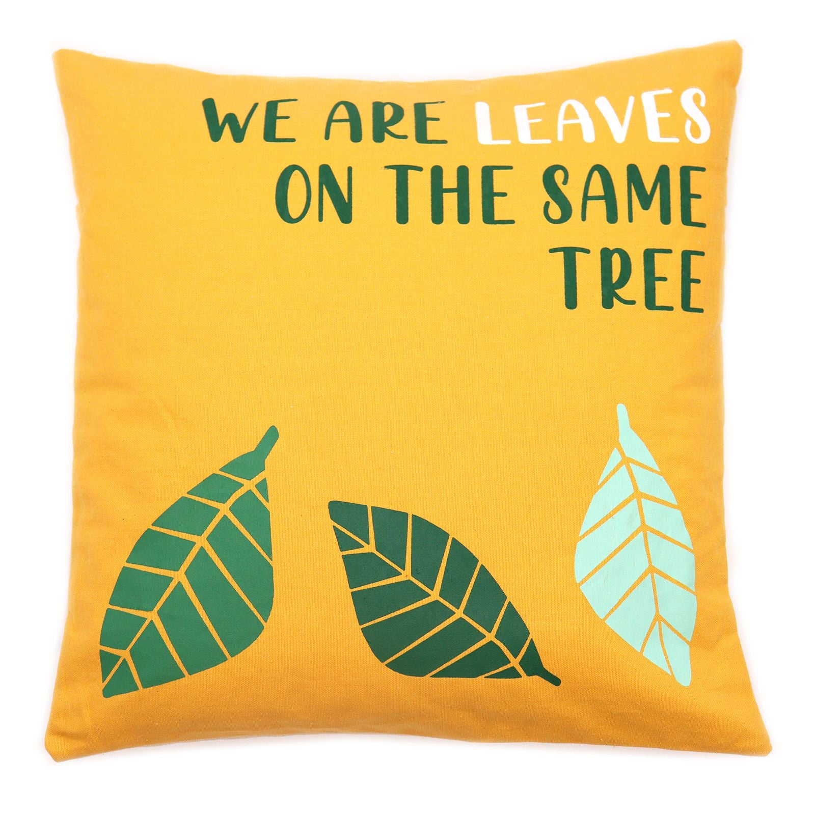 Printed Cotton Cushion Cover - We are Leaves - Blue