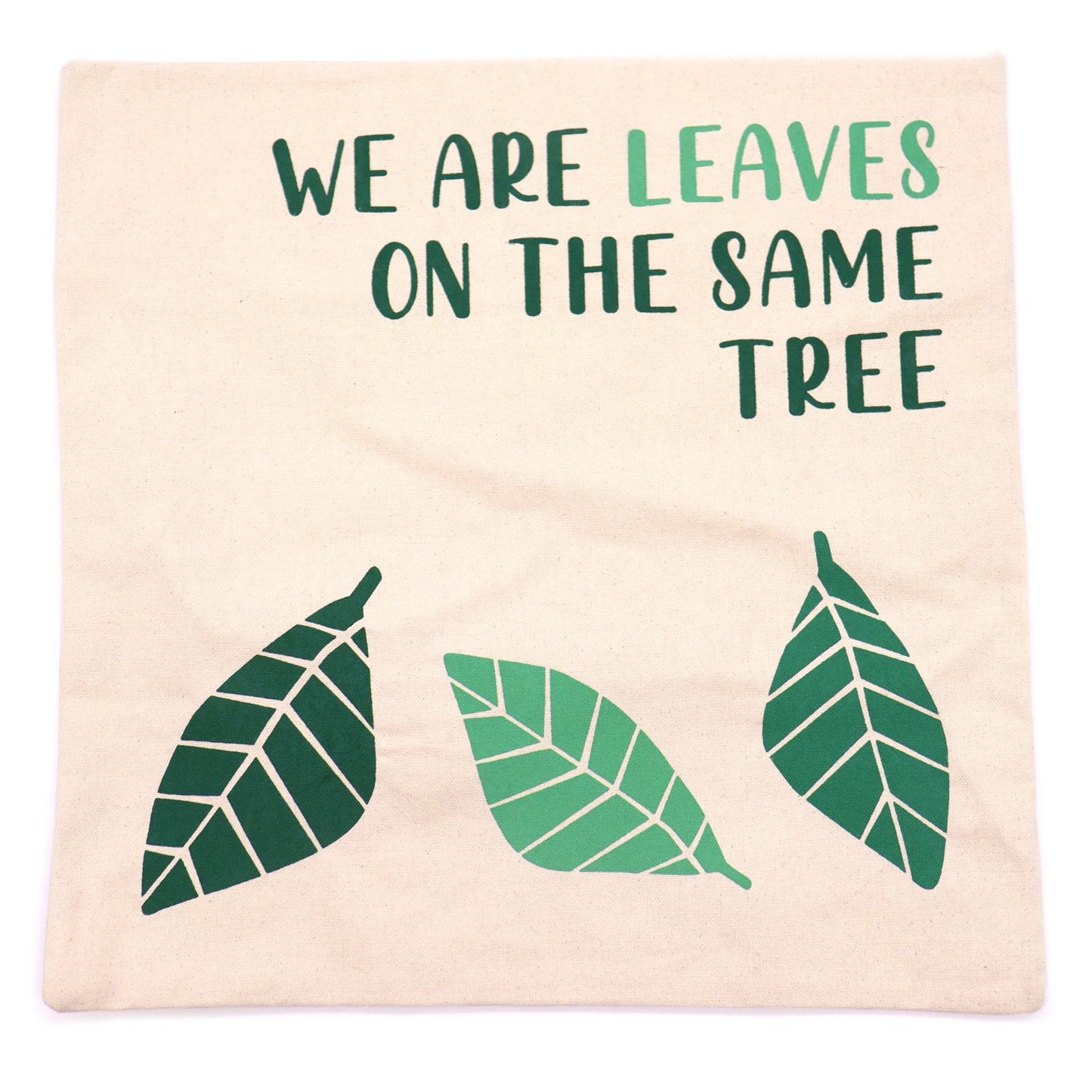 Printed Cotton Cushion Cover - We are Leaves - Natural