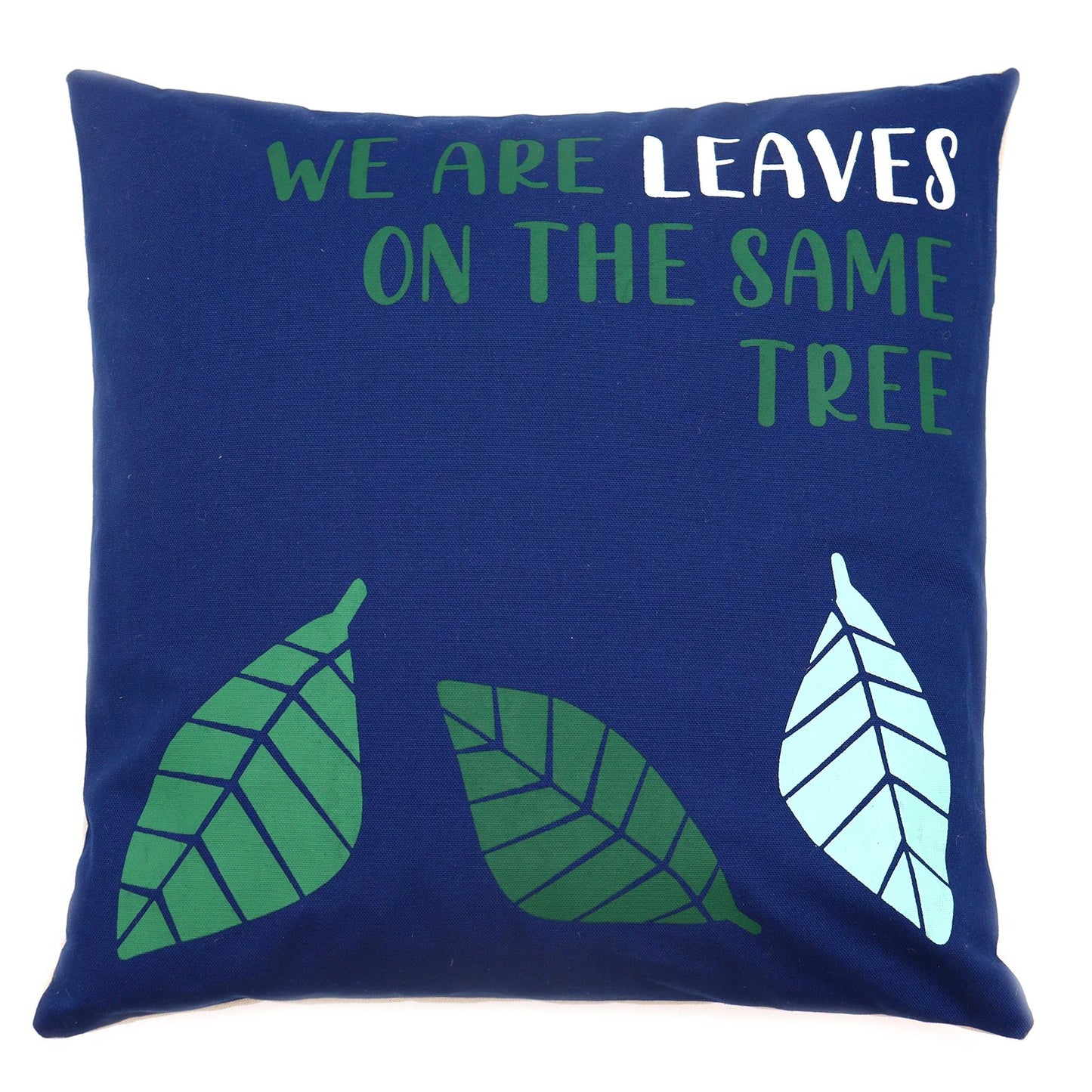 Printed Cotton Cushion Cover - We are Leaves - Blue