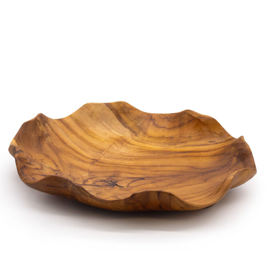 Smooth Round Teakwood Fruit Bowl - 28x5.5cm