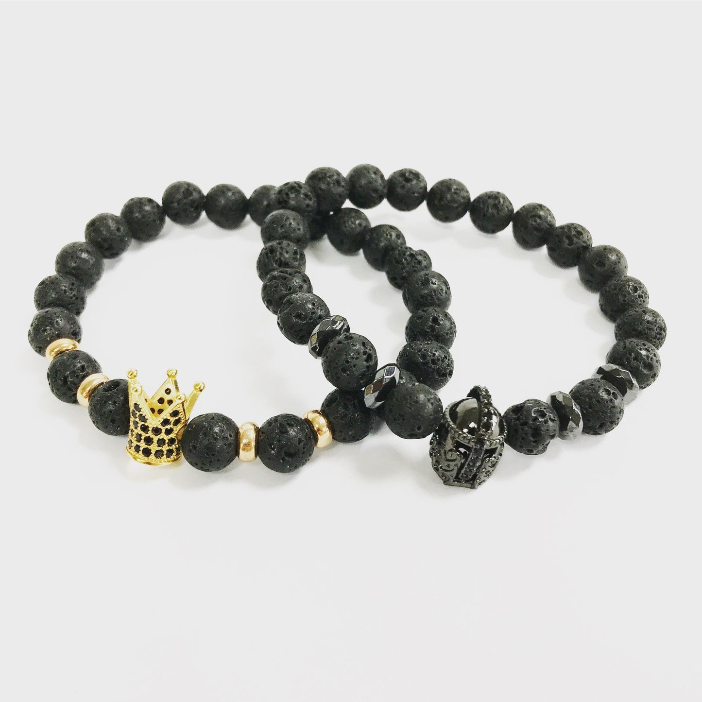 Knight's Helmet / Lava Stone - Gemstone Bracelet