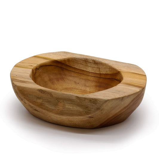 Large Natural Shape Teakwood Bowl - 25x7cm