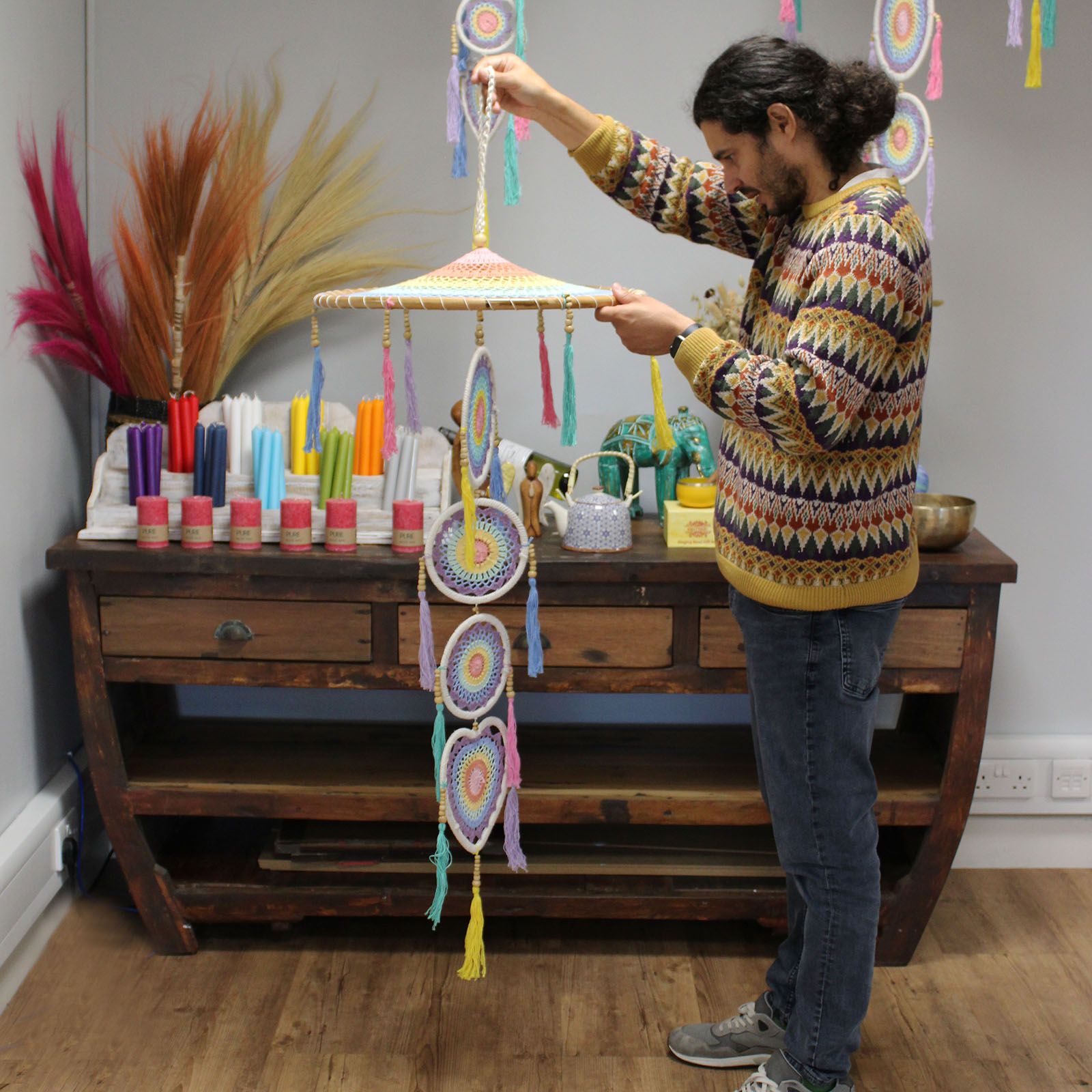 Extra Large Drama Dreancatcher - Pastal Rainbow