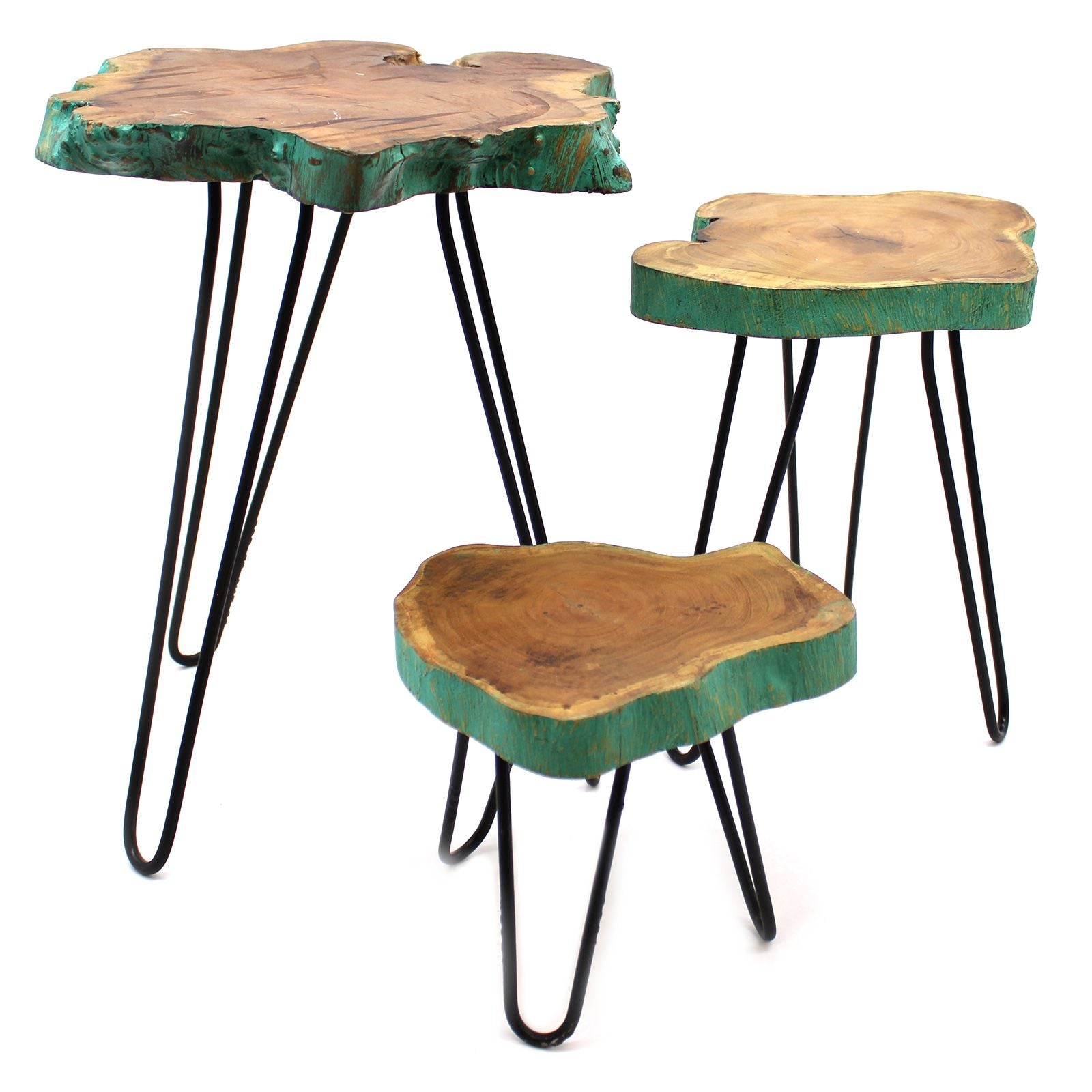 Set of 3 Gamell Wood Plant Stands - Greenwash