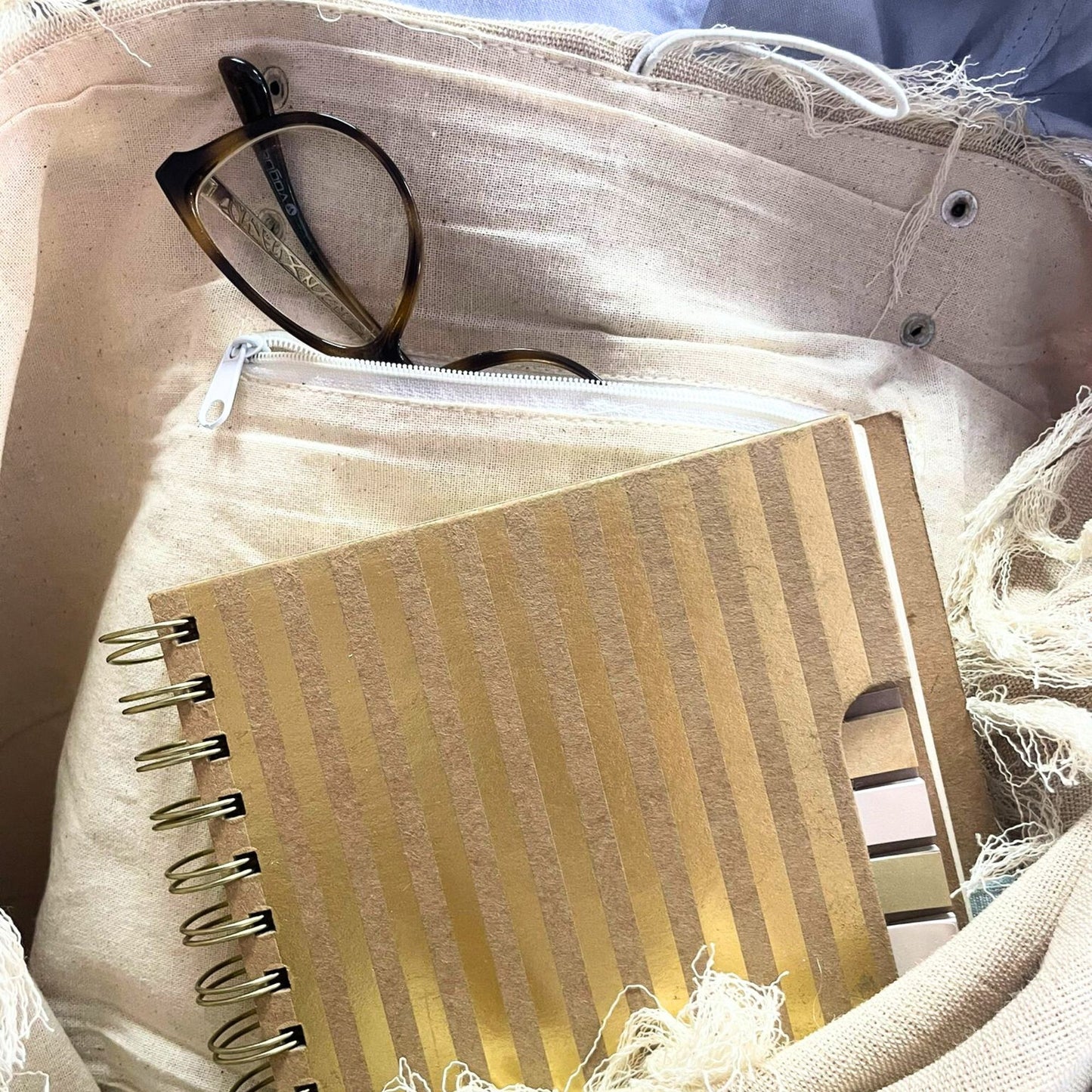 Natural Tote Bag Leather Handle - Mandala