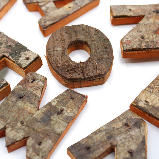Rustic Bark Letter Set - HOME (4) - 7cm