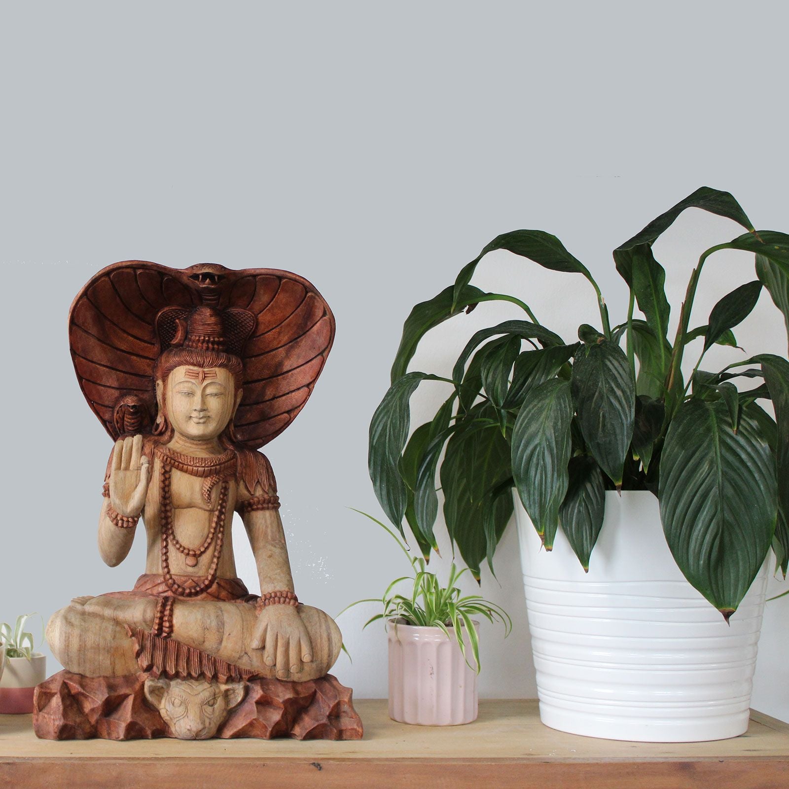 Hand Carved Buddha Statue - Shiva with Cobra - 50cm