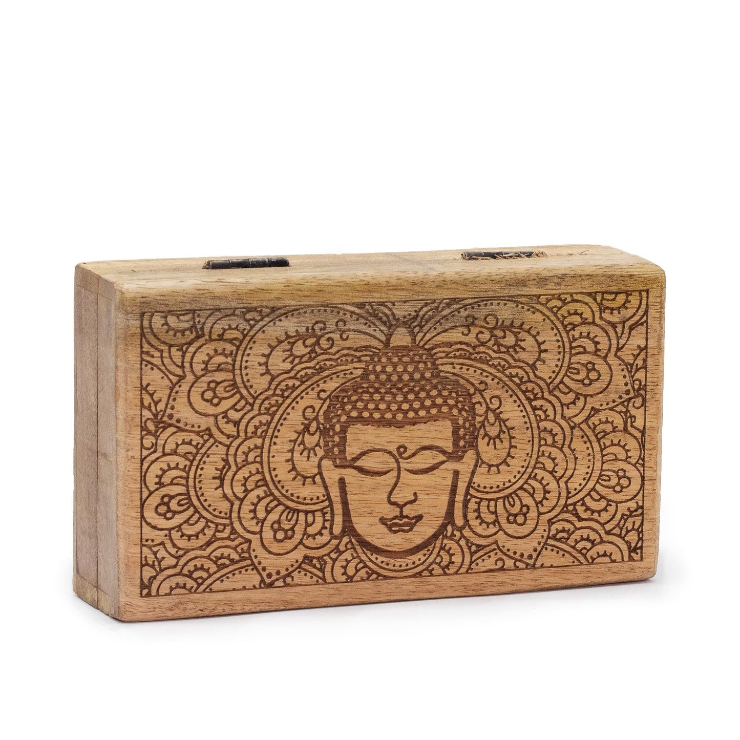Med Square Box 17x10x4.2cm - Buddha Face Black Engraved