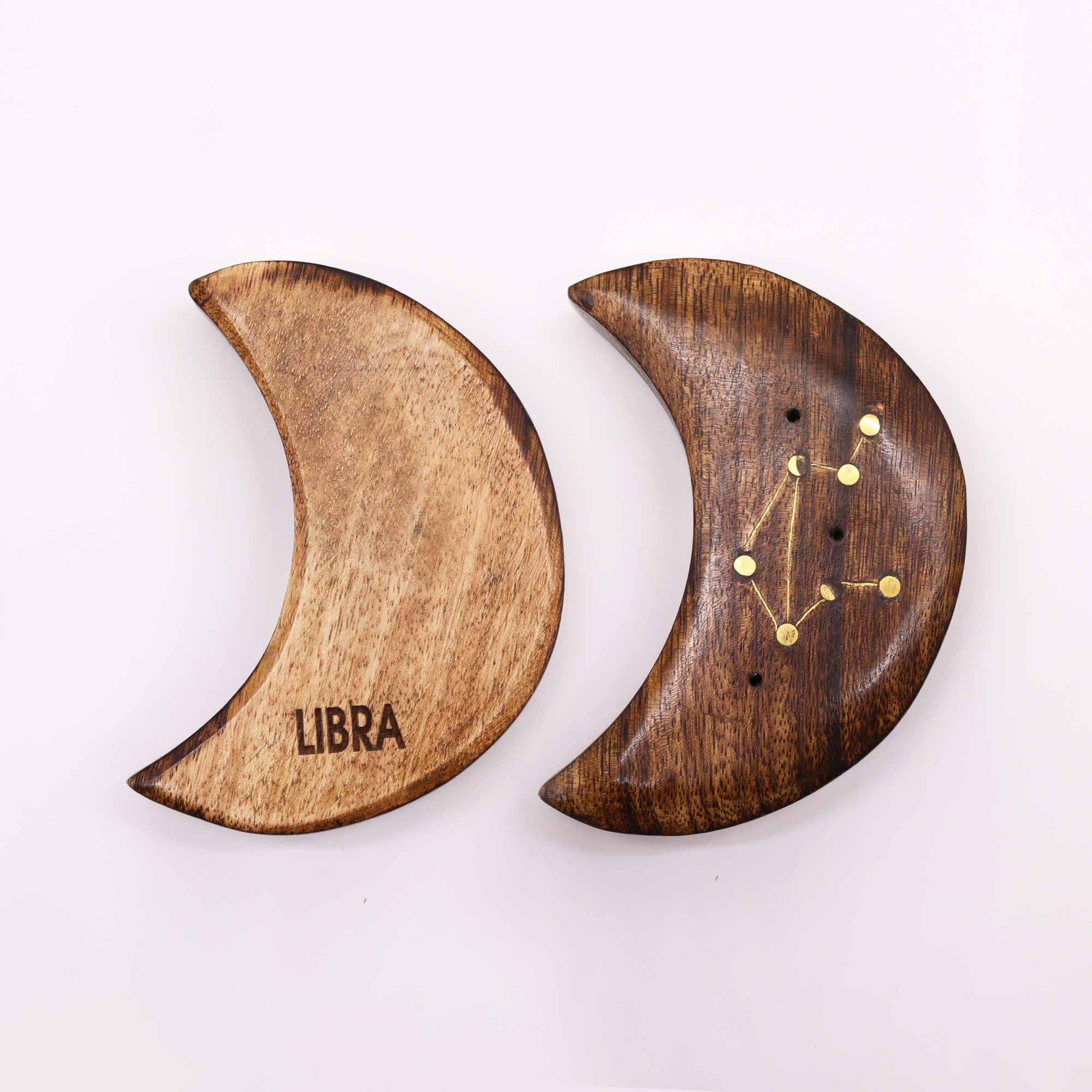 Engraved and Brass Zodiac Sign Incense Burners - Moon