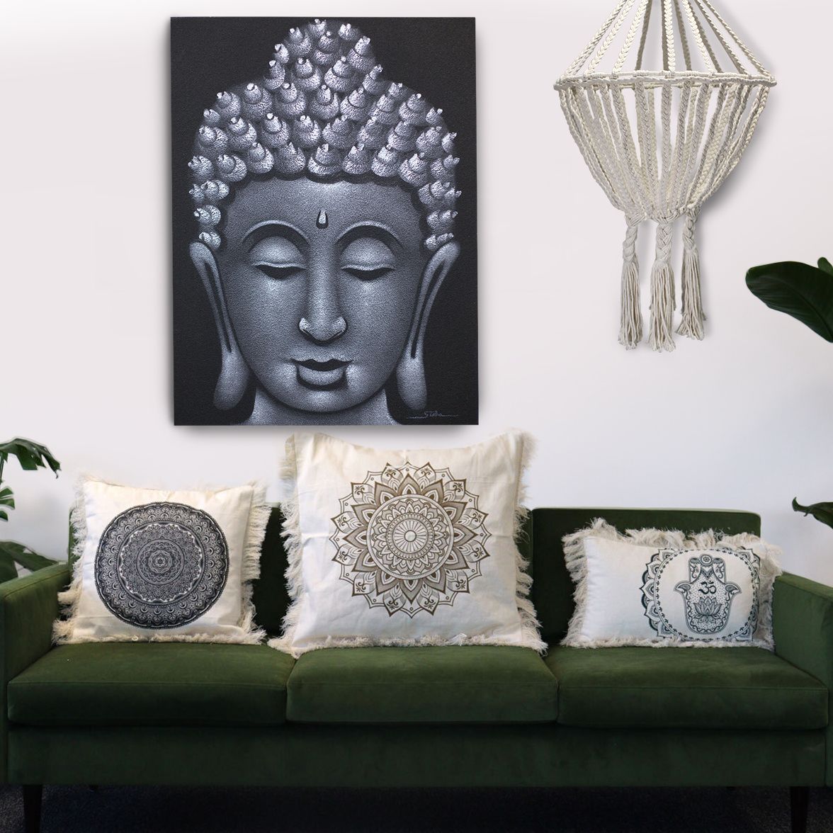 Lotus Mandala  Cushion - 45x45cm - bronze