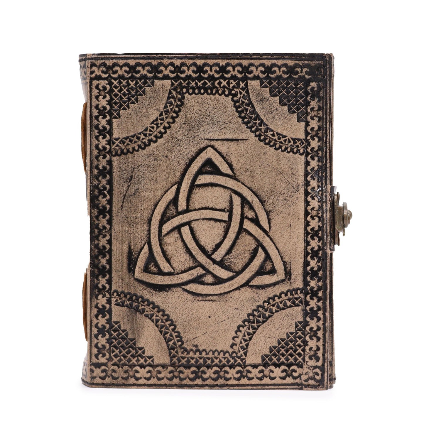 Circle Triquetra - Esoteric Notebook - Red Tan - 200 pages  Stich Edge- 17.5x12.5x3cm