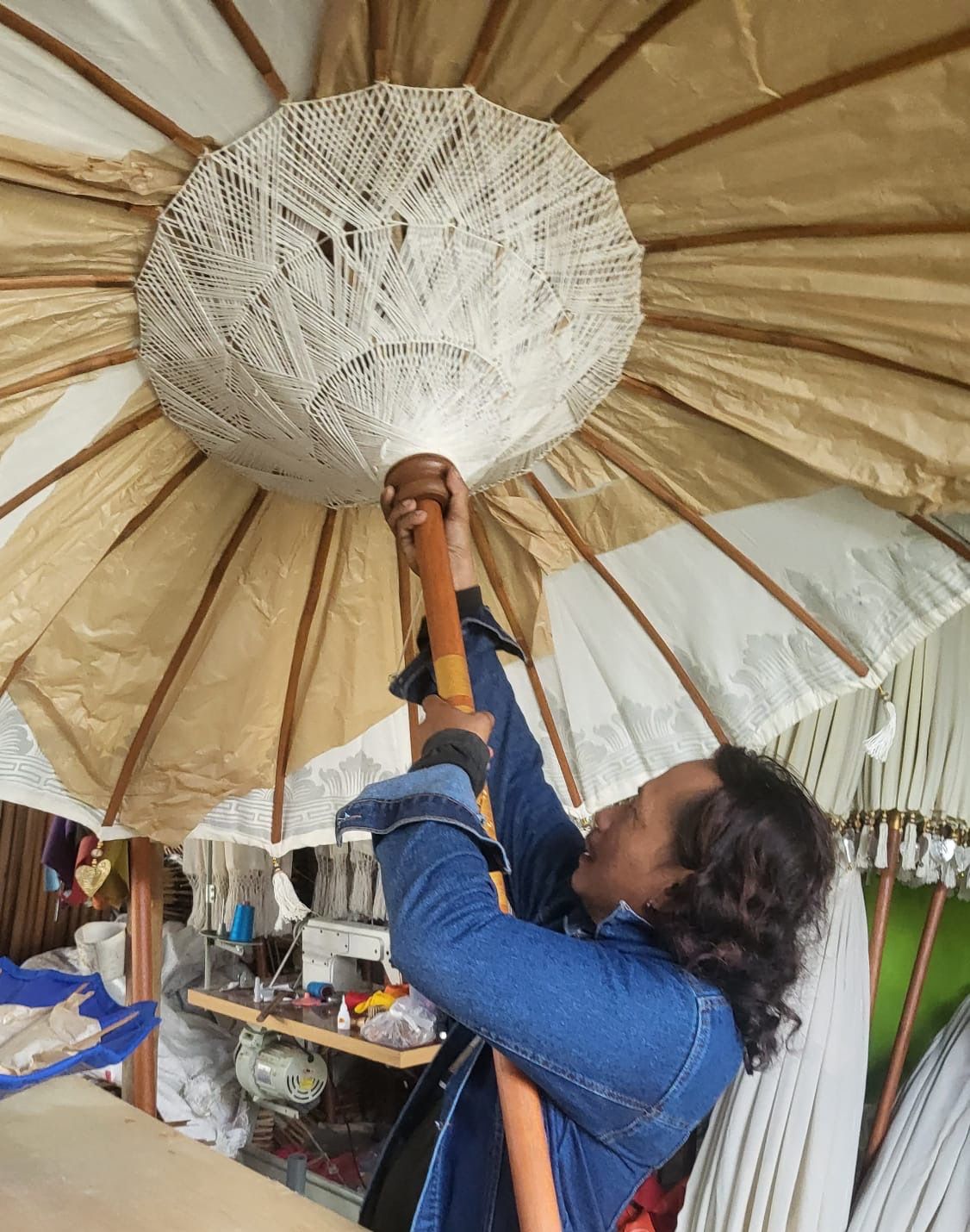 Bali Patio Parasol - Cotton - Turquoise Decor - 2m