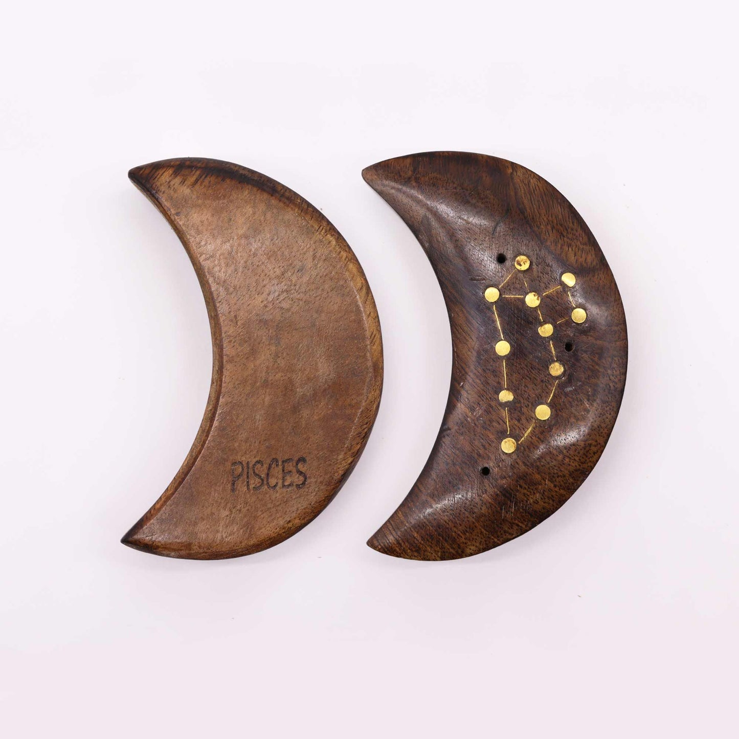 Engraved and Brass Zodiac Sign Incense Burners - Moon