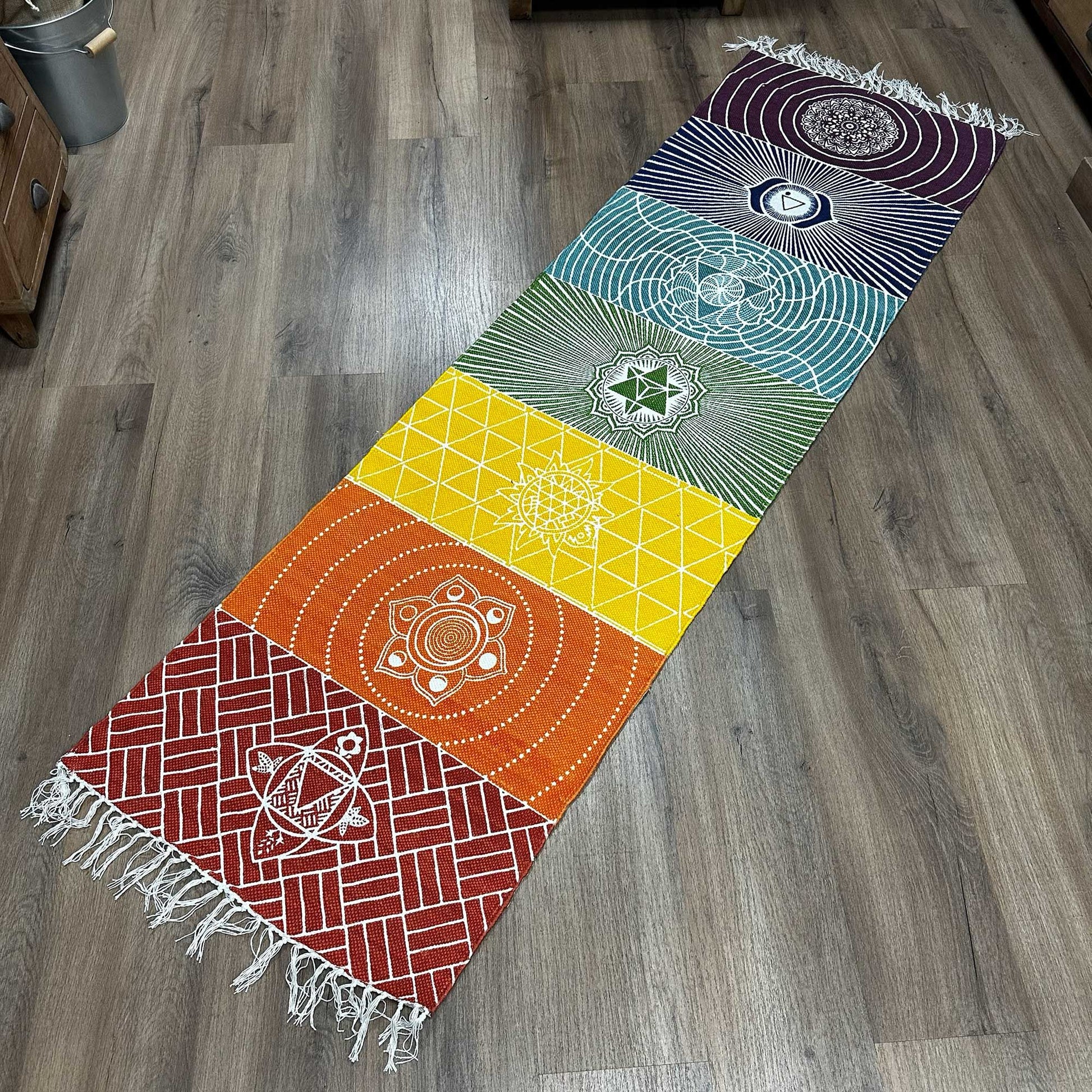 100% Cotton Yoga Rug - 60x200cm - 7 Chakras
